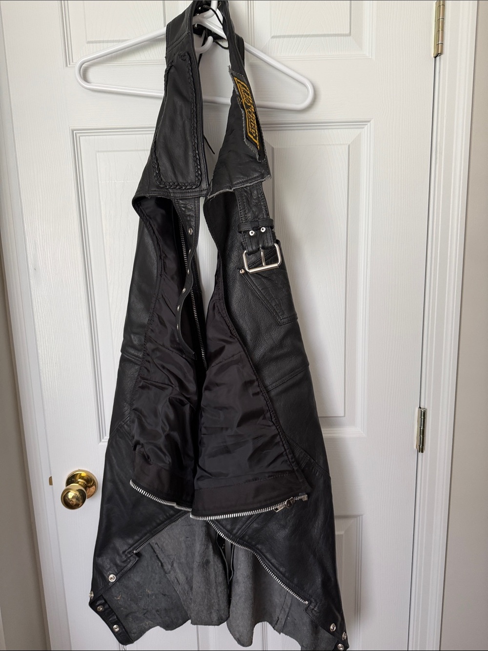 Black Leather men’s Biker chaps with Buckle Detail